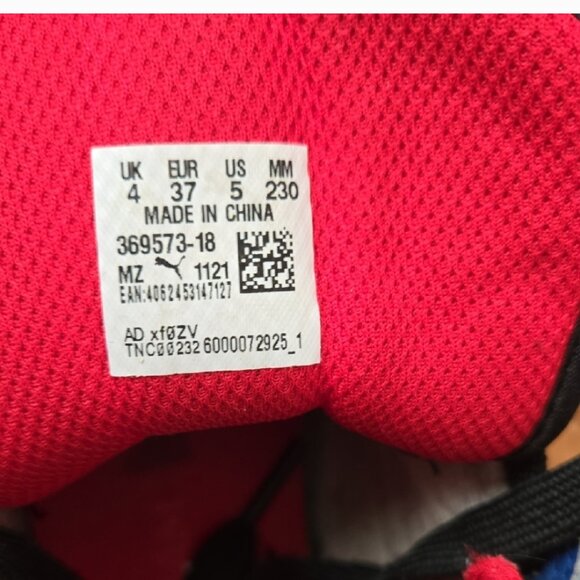 Puma Rebound high - top Black and White sneakers with Red accents size 5 - Picture 7 of 8